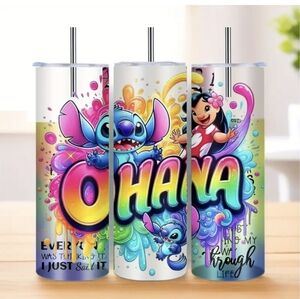 Disney Lilo & Stitch, Stitch 20oz Thermal Cup W/ Lid & Plastic Straw New